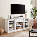 Media Console Table With Large Storage Cabinet, Modern Tv Media Entertaionment Stand, White, 65.75