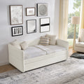 Daybed With Trundle Upholstered Tufted Sofa Bed, Twin Size, Boucle Fabric, Beige 83