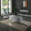 Grey High Gloss And Chrome End Table With Drawer Grey Silver Primary Living Space Shelves Round Wood Metal
