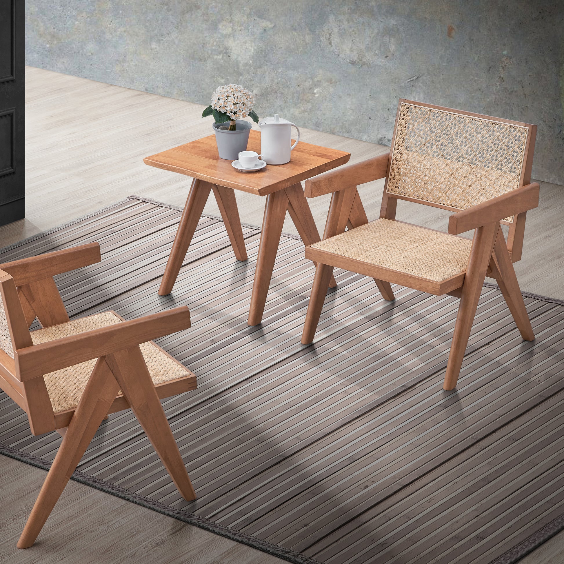 Beige And Natural Accent Chair Natural Primary Living Space Modern Wood Rattan