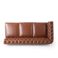 Mirod Comfy Large Sectional Sofa With Wooden Legs, Retro Style For Living Room Light Brown Pu 6 Seat