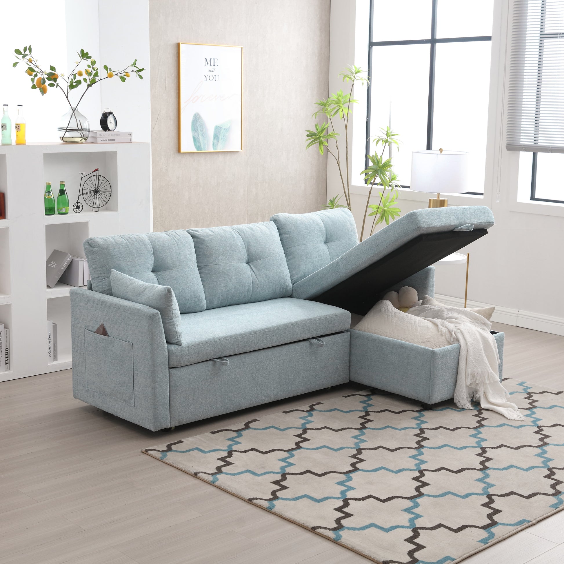 United Modular Sectional Sofa L Shaped Modular Couch With Reversible Chaise Modular Sofa Sectional Couch With Storage Seats Mint Green Chenille 3 Seat