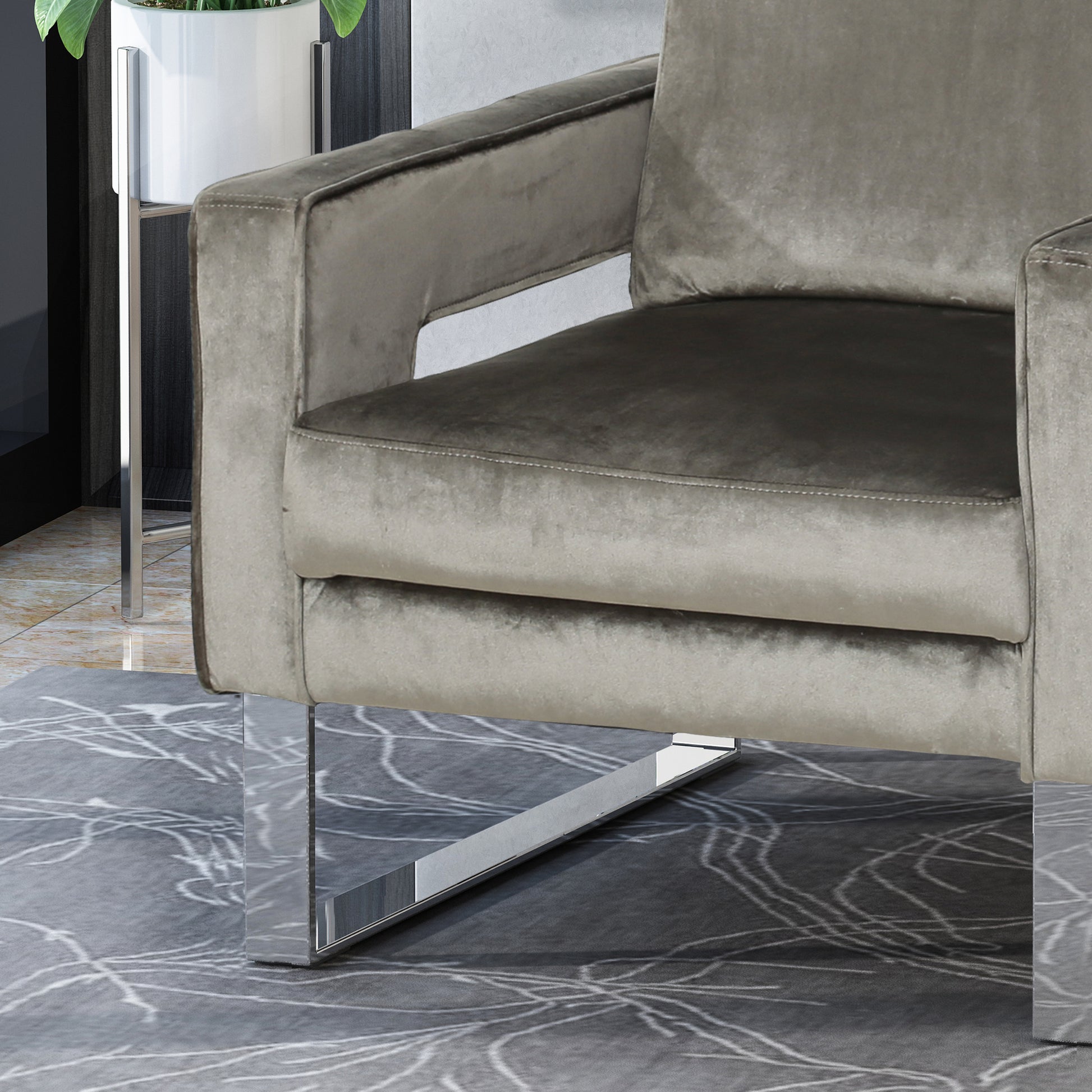Arm Chair Grey Velvet