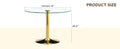 A 42 Inch Diameter Glass Top And A Modern, Minimalist Round Dining Table With Gold Metal Legs. Ideal For Dining Rooms, Living Rooms And Meeting Rooms. Model: Dt 1166 Gold Glass Metal