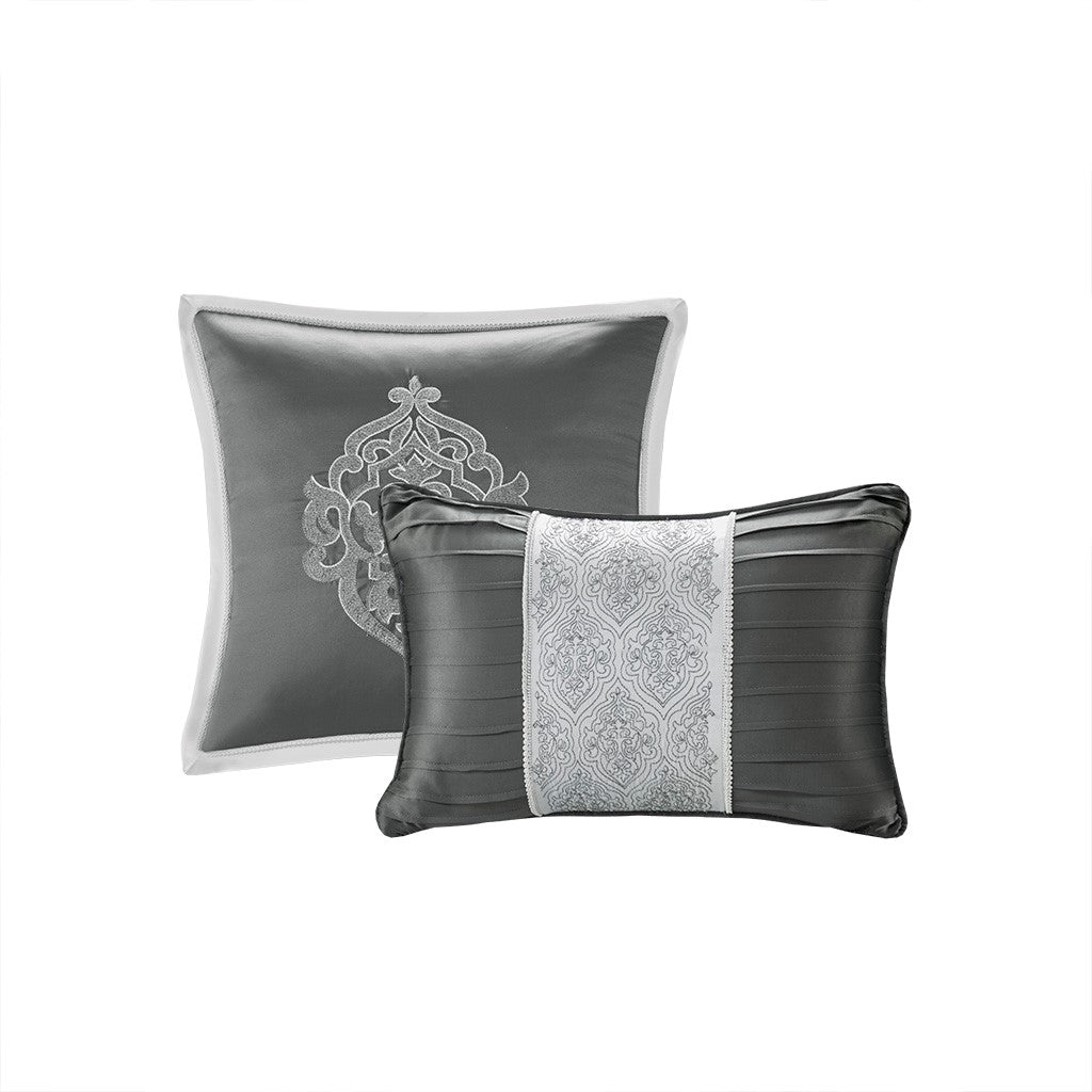 8 Piece Jacquard Comforter Set Silver Silver Queen Queen Silver Silver Polyester