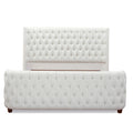 Brooklyn King Tufted Panel Bed Headboard And Footboard Set, Antique White Polyester Box Spring Required King Antique White Wood Foam Polyester Polyester