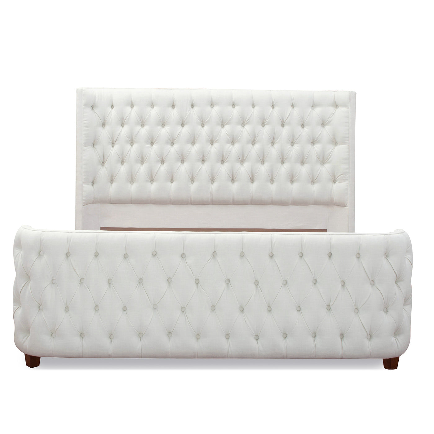 Brooklyn King Tufted Panel Bed Headboard And Footboard Set, Antique White Polyester Box Spring Required King Antique White Wood Foam Polyester Polyester