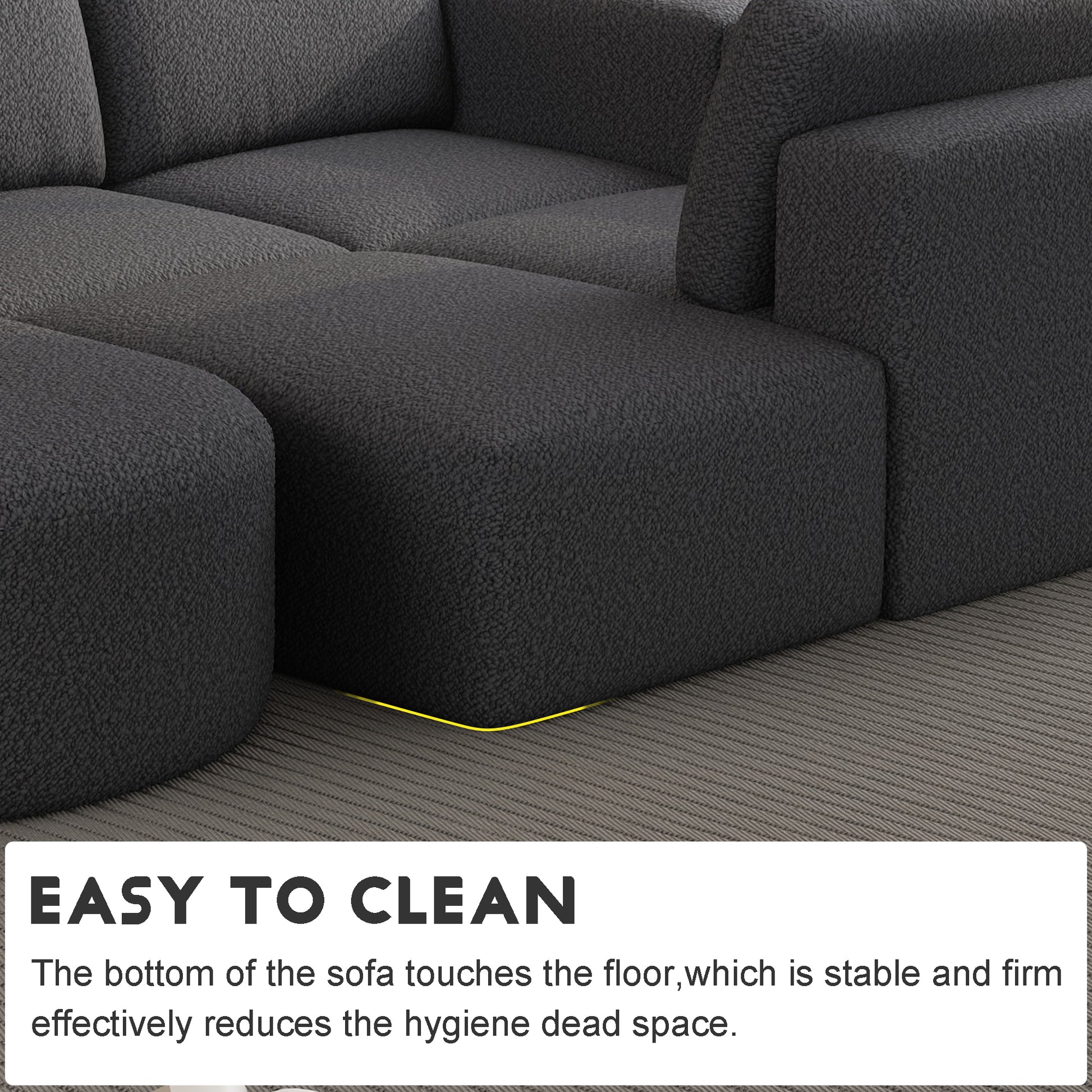 104.32*66.92 Modular Sectional Sofa Sleeper Couch, Sectional Sofa With Chaise And Ottoman, Convertible U Shaped Modular Sofa Set. Compressed Sponge, Dark Grey. Combo A 2B 2D Dark Grey Primary Living Space Soft Minimalist,Modern Foam Spring 5 Seat