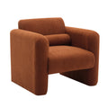 Modern Accent Chair Lambskin Sherpa Fabric Upholstered Comfy Reading Arm Chair Soft Padded Armchair With Back And Pillow For Living Room Bedroom Reception Waiting Room Office,Burnt Orange Burnt