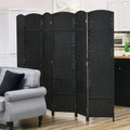 Homcom Room Divider, 6 Panel Folding Privacy Screen, 5.6' Tall Freestanding Wall Partition For Home Office, Bedroom, Black Black Polypropylene