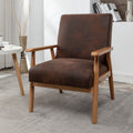 25.38'' Wide Classic Mid Century Modern Arm Chair, Brown Brown Microfiber