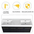 60 Inch Freestanding Bathroom Vanity With Resin Double Sink, With Soft Closing Door, Kd Package Black Chestnut 4 Bathroom Freestanding Modern Plywood