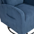 Jiada Upholstered Swivel Glider.Flannel Fabric.Rocking Chair For Nursery In Navy Blue.Modern Style One Left Bag Navy Blue Primary Living Space Foam Fabric Metal