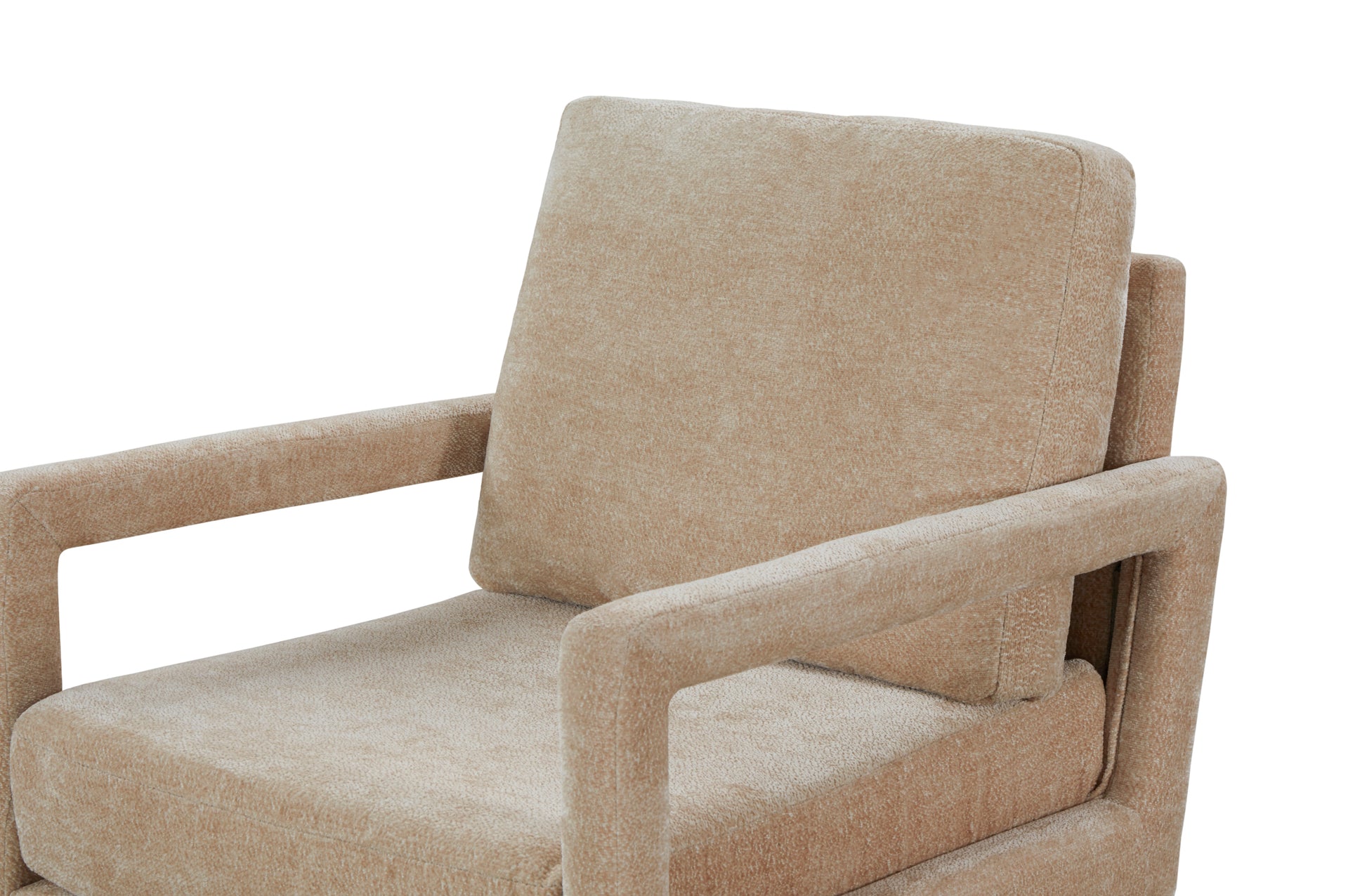 Mid Century Armchairaccent Chair With Chenille Armrest & Soft Cushion For Living Room, Bedroom, Home Office, Study, Beige Beige Foam Wood Fabric
