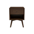 Caroline Mid Century Modern Style Night Stand Brown Solid Wood