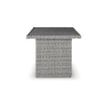 Dune 59 Inch Outdoor Table, Smooth Gray Resin Wicker, Open Bottom Shelf Gray Aluminium