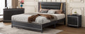 3 Pieces Bedroom Sets Queen Size Upholstered Bed With Led Lights, Nightstands And Dresser With Metal Handles And Sparkling Shiny Decoration, Black Expected Arrival Time:8.5 Queen Black 3 Piece Set Mdf Metal
