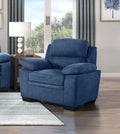 Modern Living Room 3Pc Sofa Set Plush Comfort Sofa And Two Chair Set Blue Textured Fabric Channel Tufting Solid Wood Furniture Blue Polyester Wood Primary Living Space Contemporary Pillow Top Arms Solid Wood 5 Seat