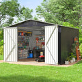 Outdoor Sheds 6Ft X 8Ft & Outdoor Storage Clearance, Metal Anti Corrosion Utility Tool House With Lockable Door & Shutter Vents, Waterproof Storage Garden Shed For Backyard Lawn Patio Grey Iron