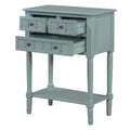 Narrow Console Table, Slim Sofa Table With Three Storage Drawers And Bottom Shelf Light Blue Light Blue Solid Wood Mdf