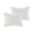 3 Piece Tufted Cotton Chenille Geometric Duvet Cover Set Queen Off White Cotton