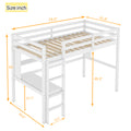 Twin Loft Bed With Built In Desk And Bookcase Of Three Compartments, Guardrails And Ladder,White Twin White Pine