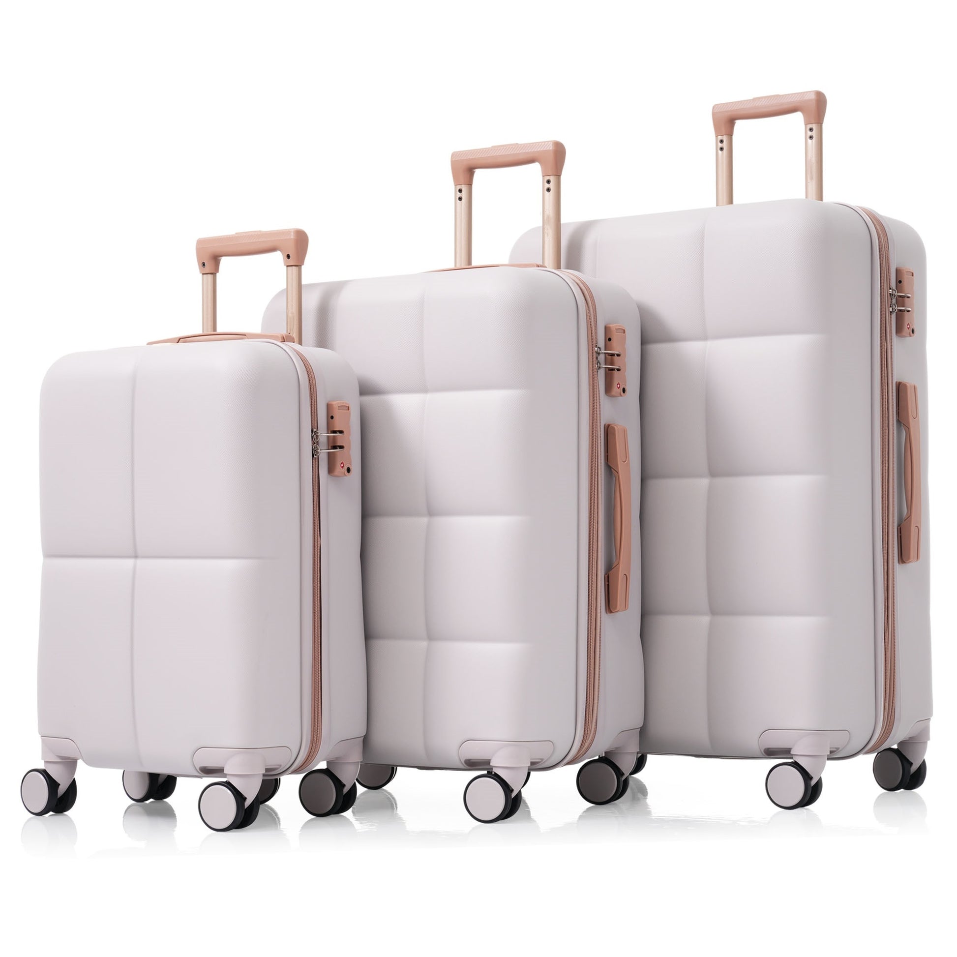 Luggage Set Of 3, 20 Inch With Usb Port, Airline Certified Carry On Luggage With Cup Holder, Abs Hard Shell Luggage With Spinner Wheels, Light Grey Grey Abs