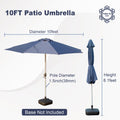 10Ft Patio Umbrella, Outdoor Table Umbrella With Push Button Tilt And Crank, Uv Protection Waterproof Market Sun Umbrella With 8 Sturdy Ribs For Garden, Deck, Backyard, Pool Navy Blue Navy Blue Round Uv Resistant Umbrellas Aluminium