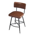 26''Retro Swivel Counter Stools Set Of 2,Brown Counter Stools With Iron Frame,Pu Sponge Cushion,Footrest,Suitable For Kitchen Bedroom Dining Room. Iron Brown Pu Kitchen Sponge Retro Set Of 2 Fiber