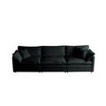 Modern Sofa Couch, 3 Piece Set Extra Deep Seat Sectional Sofa For Living Room, Oversized Sofa, 3 Seat Sofa, Loveseat And Single Sofa, Black Chenille Green Chenille 6 Seat