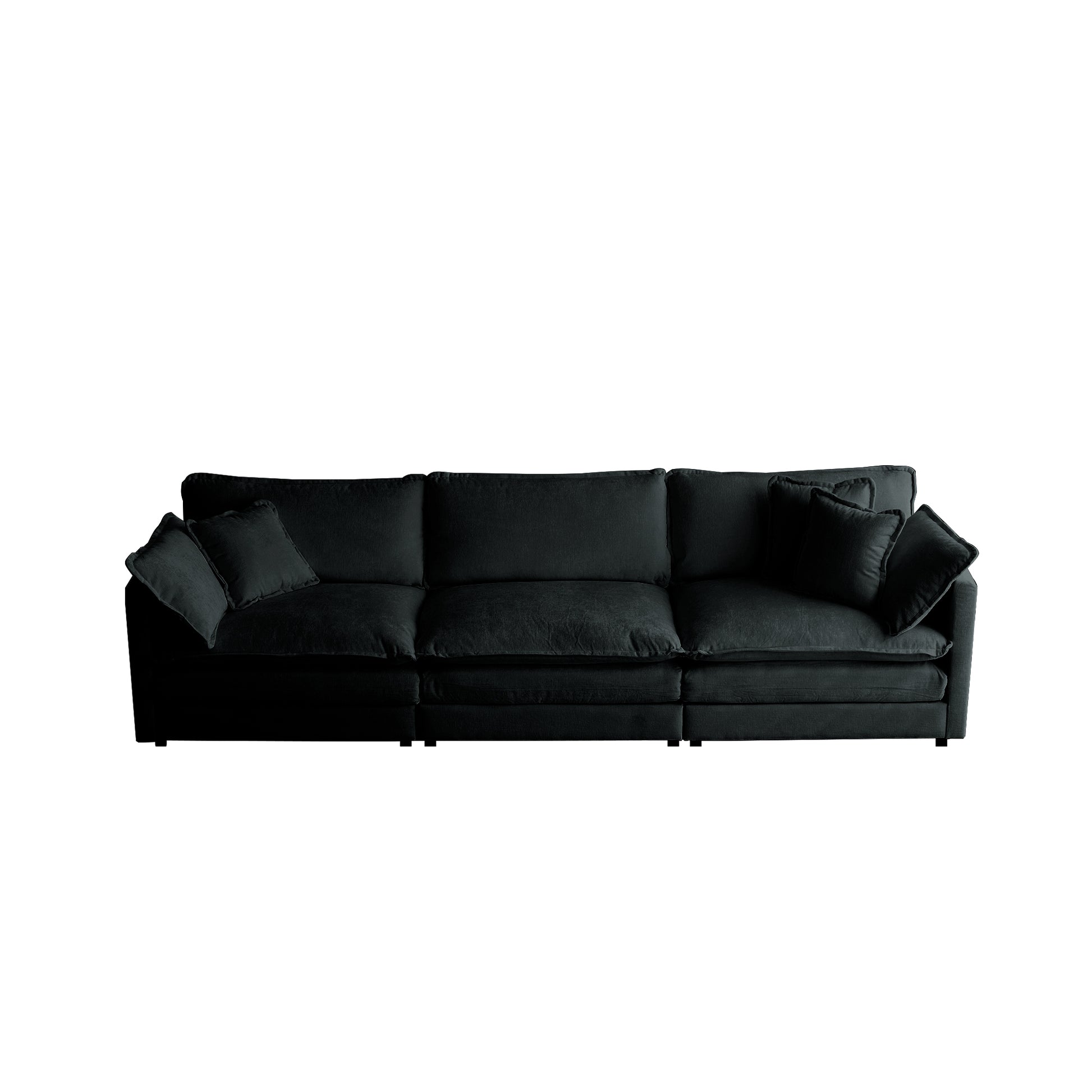 Modern Sofa Couch, 3 Piece Set Extra Deep Seat Sectional Sofa For Living Room, Oversized Sofa, 3 Seat Sofa, Loveseat And Single Sofa, Black Chenille Green Chenille 6 Seat