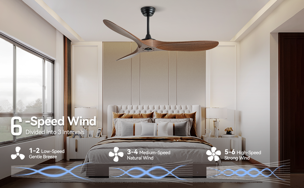 60 Inch Ceiling Fan With Remote Control Timed Lighting, Reversible Airflow And Quiet Operation For Living Room & Bedroom & Outdoor Wood Modern Abs