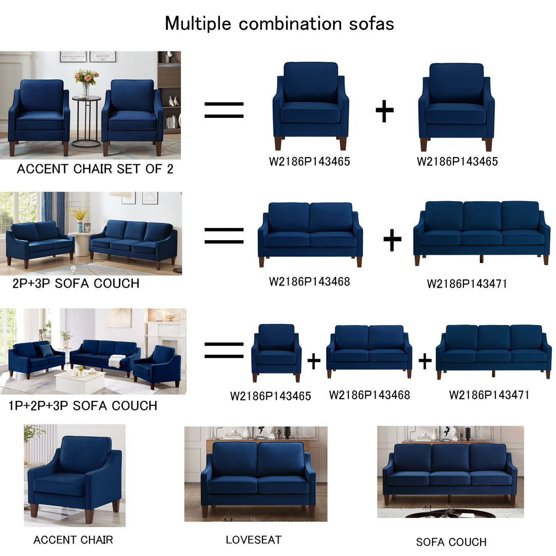 Modern 3 Person Seat Sofa Couch With Scooped Armrest Wood Legs,Upholstered Velvet 3 Seat Sofa With Removable Cushions For Livingrooom Bedroom,Navy Navy Espresso Velvet Wood Primary Living Space Medium Soft Cushion Back American Design Rubberwood Square