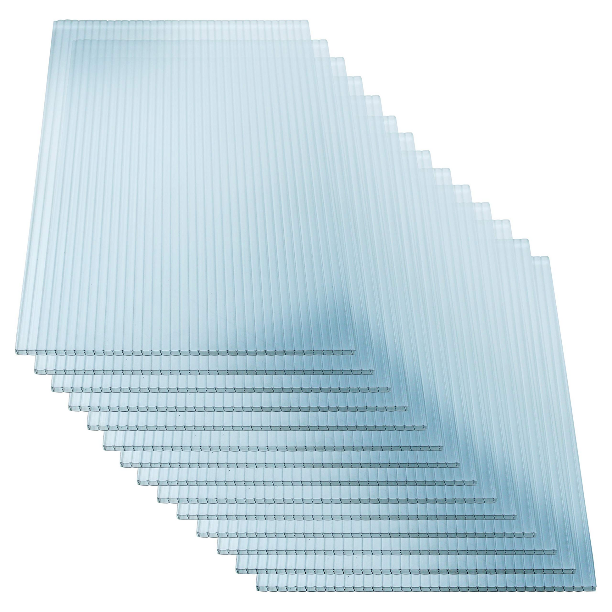 14 Pieces Set 2' W X 4' L Polycarbonate Panel,Twin Wall Polycarbonate Sheets Waterproof Uv Protected Reinforced Clear Sheets For Greenhouse, Outdoor, Plant Stand Roof White Pc