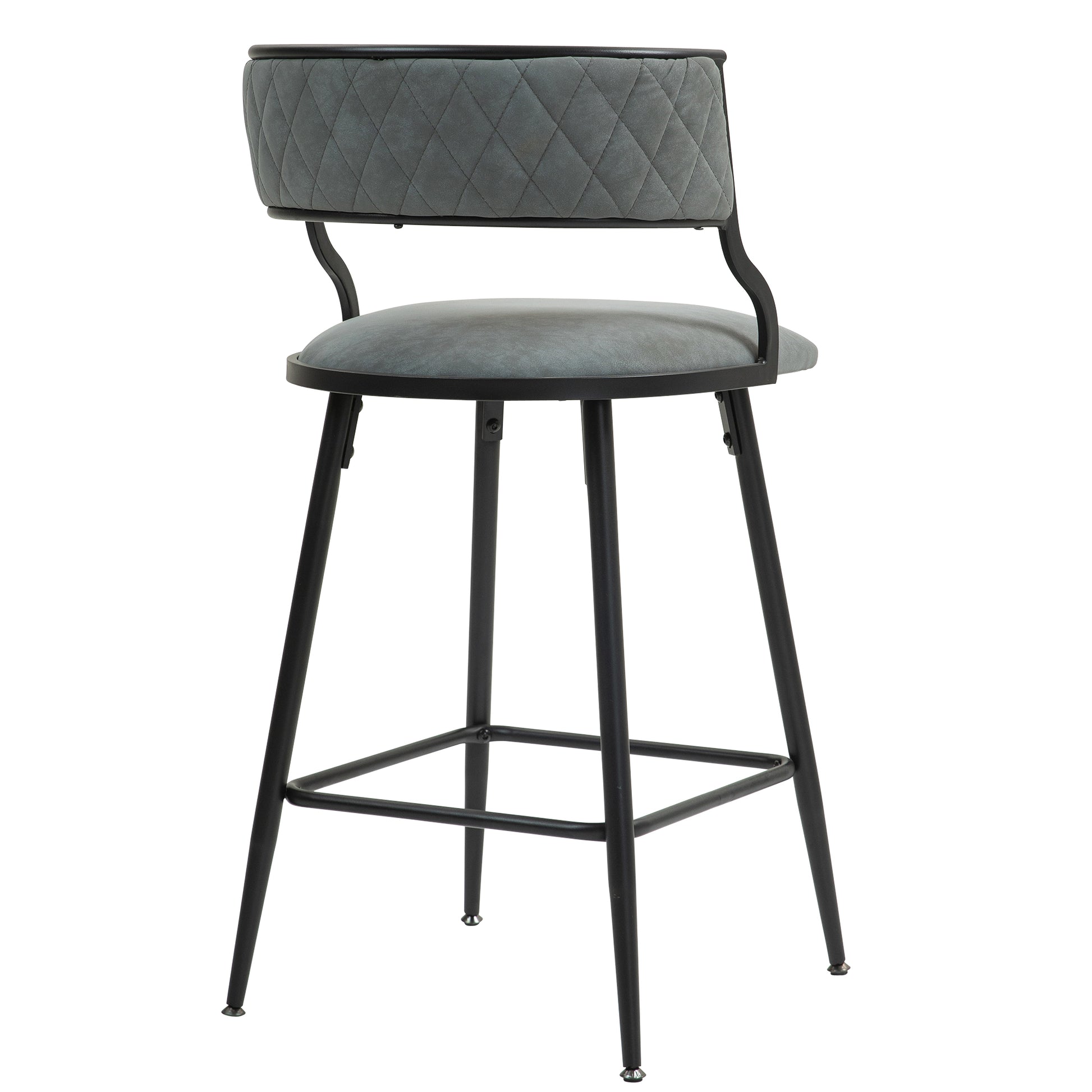 26'' Counter Height Bar Stools Pu Cover Kitchen Island Counter Bar Stool With Black Powder Coating Base And Footrest Grey Grey Kitchen Modern Foam Pu