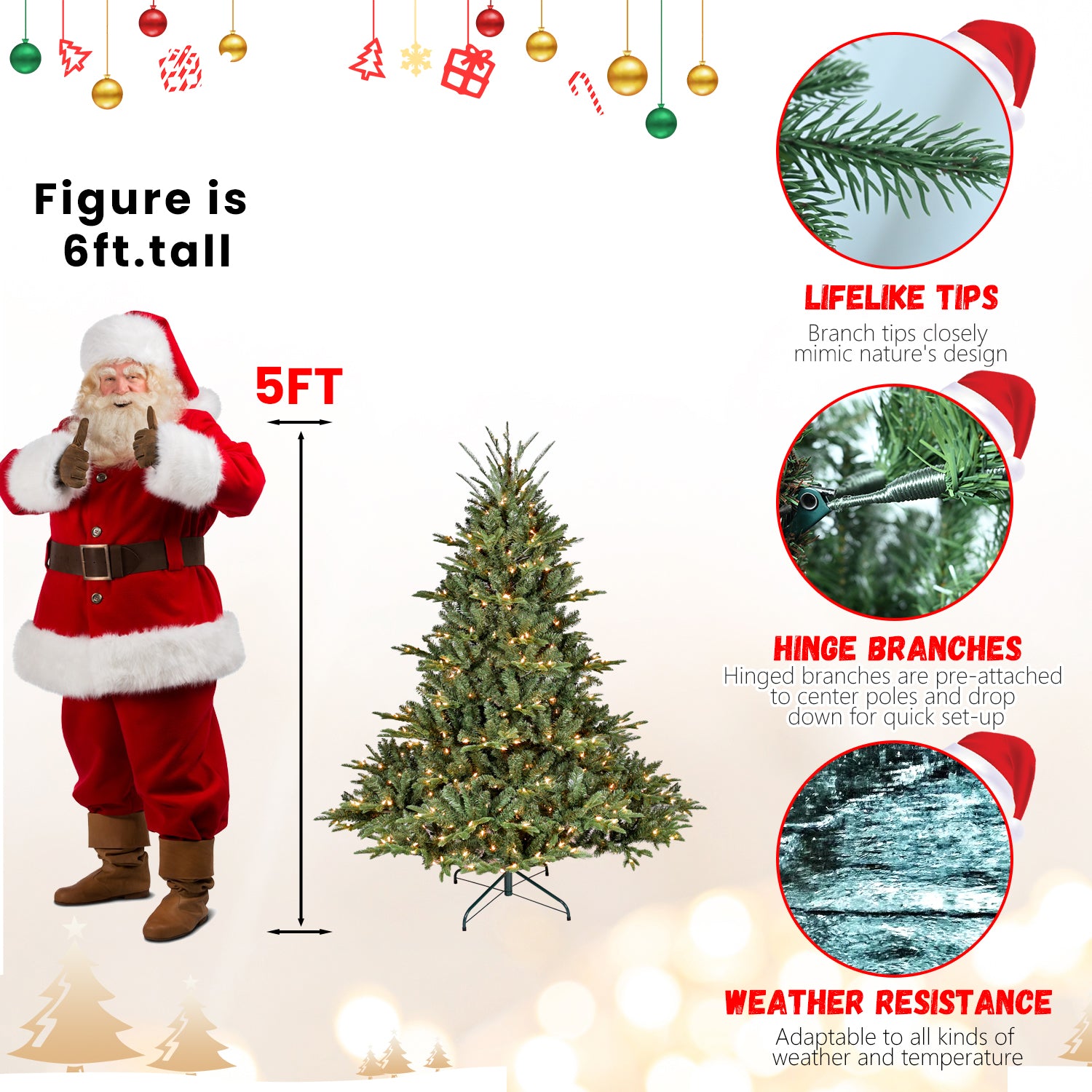 7Ft Christmas Tree Simulate Nature Advanced Materials Premium Hinged Spruce Artificial Douglas Firs Tree, Christmas Holiday Party Atmosphere Decoration Year Celebration Pe Pvc Xmas Tree Green