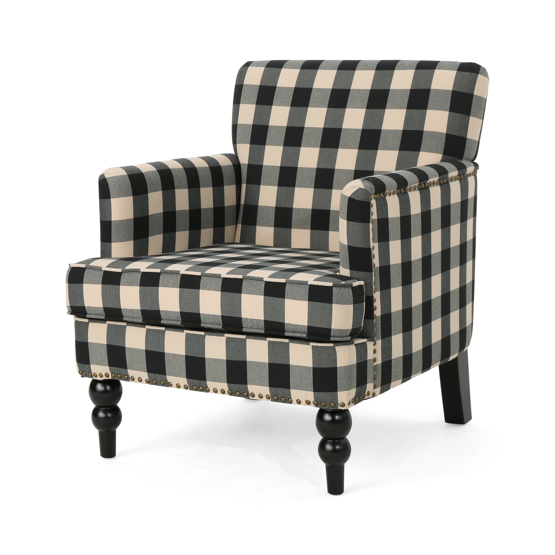 Harrison Tufted Club Chair Black Fabric