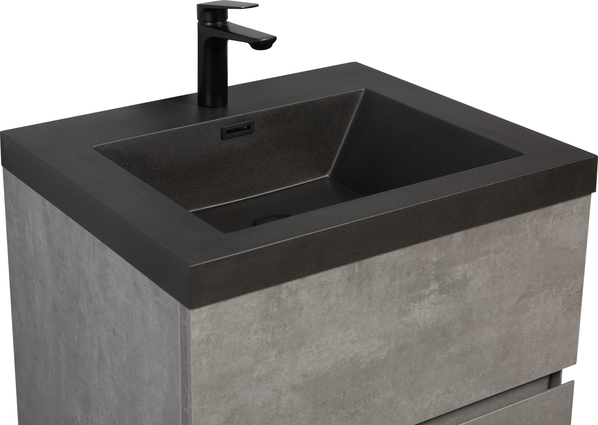 Wall Mounted Bathroom Vanity With Integrated Sink, Two 30" Bathroom Cabinets And One 48" Bathroom Cabinet Combo Cement Grey Wall Mounted Plywood