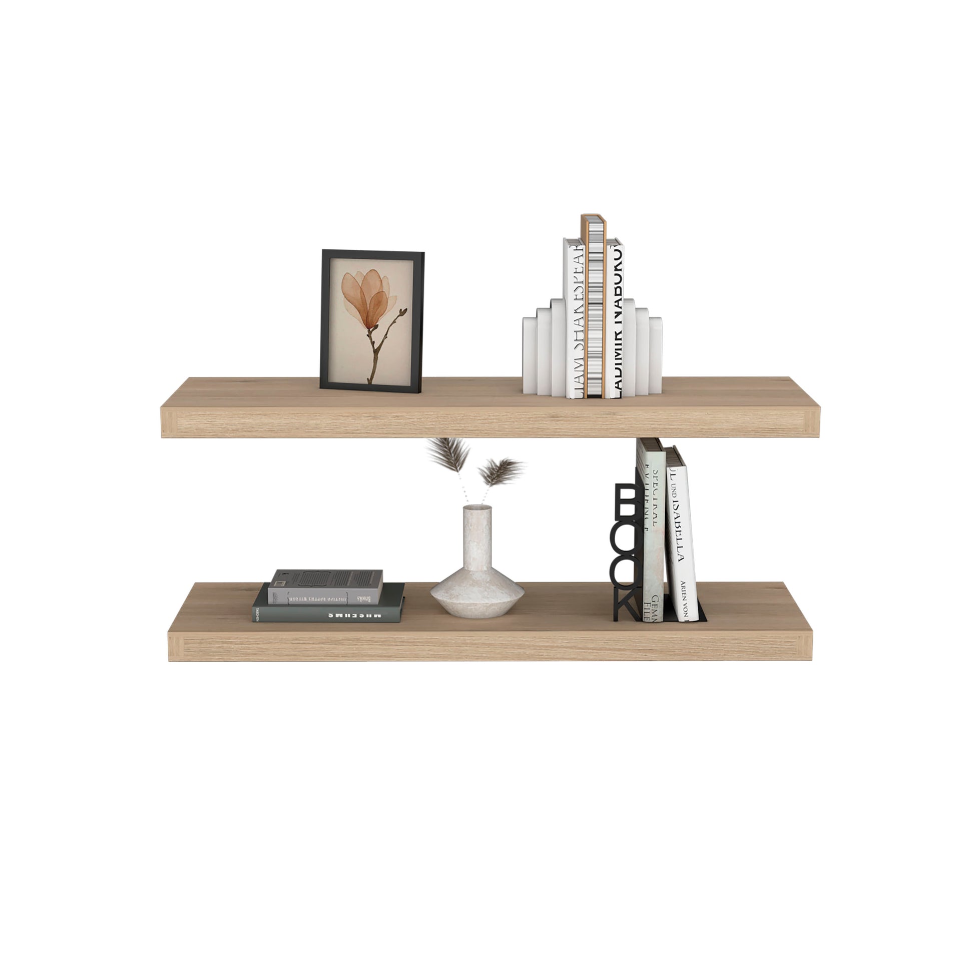 Ecco 31.5" Wide Floating Shelves Set Of 2, Shelves For Wall Decor For Bedroom, Bathroom Storage Shelves, Book Shelves For Living Room 2 Or Less Beige Horizontal Primary Living Space Open Back Modern