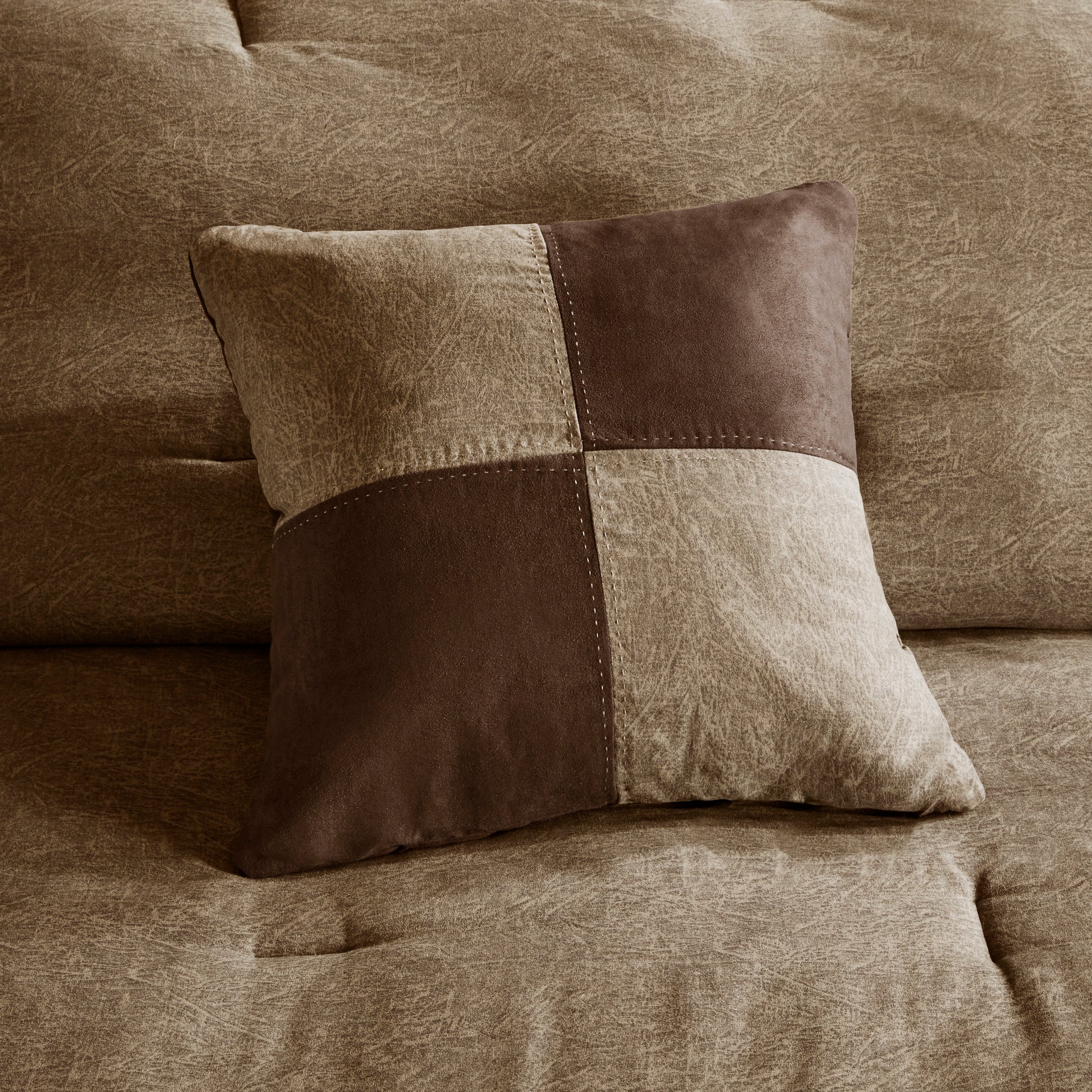 7 Piece Faux Suede Comforter Set Brown King King Brown Polyester