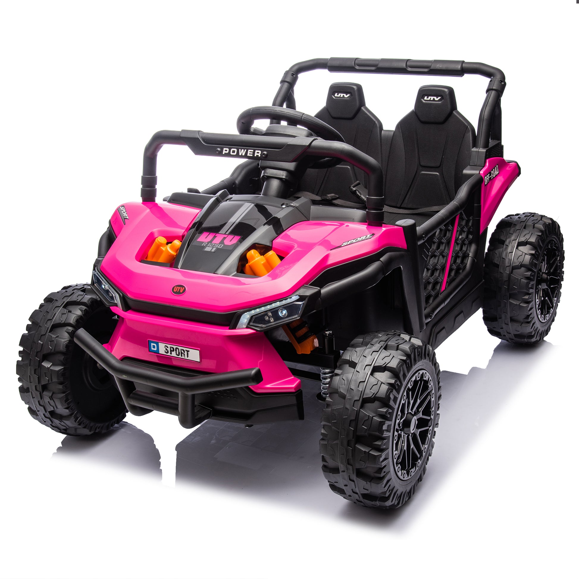 24V Kids Ride On Utv,Electric Toy For Kids W Parents Remote Control,Four Wheel Suspension,Low Start,Adjustable Speed,Multimedia Player,Early Education,Bluetooth,Rear Storage Space For Kids Aged 3 . Pink 50 99 Lbs Polypropylene