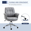 Vinsetto Microfiber Home Office Chair, Height Adjustable Button Tufted Computer Desk Chair With Swivel Wheels, Tilt Function And Padded Armrests, Light Gray Light Grey Steel