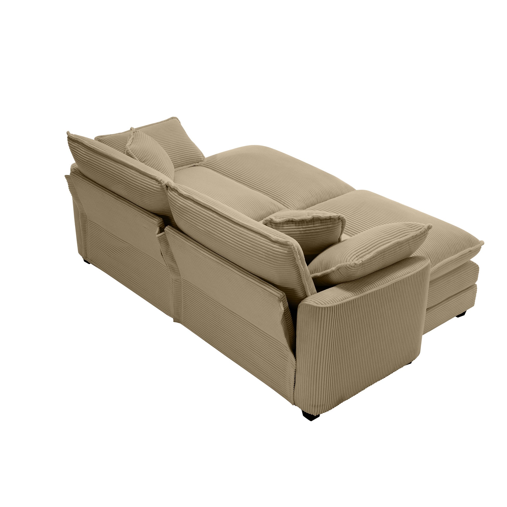 Corduroy Two Seater Sofa With 2 Footrest, 2 Seater Sofa With Ottoman For Small Living Spaces, Tan Corduroy Sofa Tan Corduroy 2 Seat