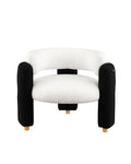Accent Chair Black White Fabric