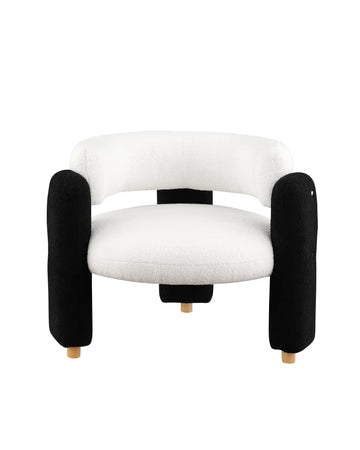 Accent Chair Black White Fabric