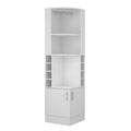 Seattle Bar Cabinet, Eight Bottle Cubbies, Two Large Open Shelves White Particle Board Engineered Wood
