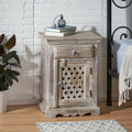 Wooden Nightstand With 1 Drawer 1 Door White Wood