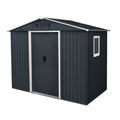 8Ft X 4Ft Outdoor Metal Storage Shed With Window And Metal Foundation For Backyard, Patio, Lawn Black And White Black White Metal