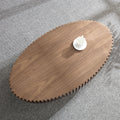 Modern Handcraft Drum Coffee Table Length 43.7 Inch Ellipse Coffee Table For Living Room,Oval Small Coffee Table With Sturdy Pedestal,Walnut Mdf Walnut Mdf
