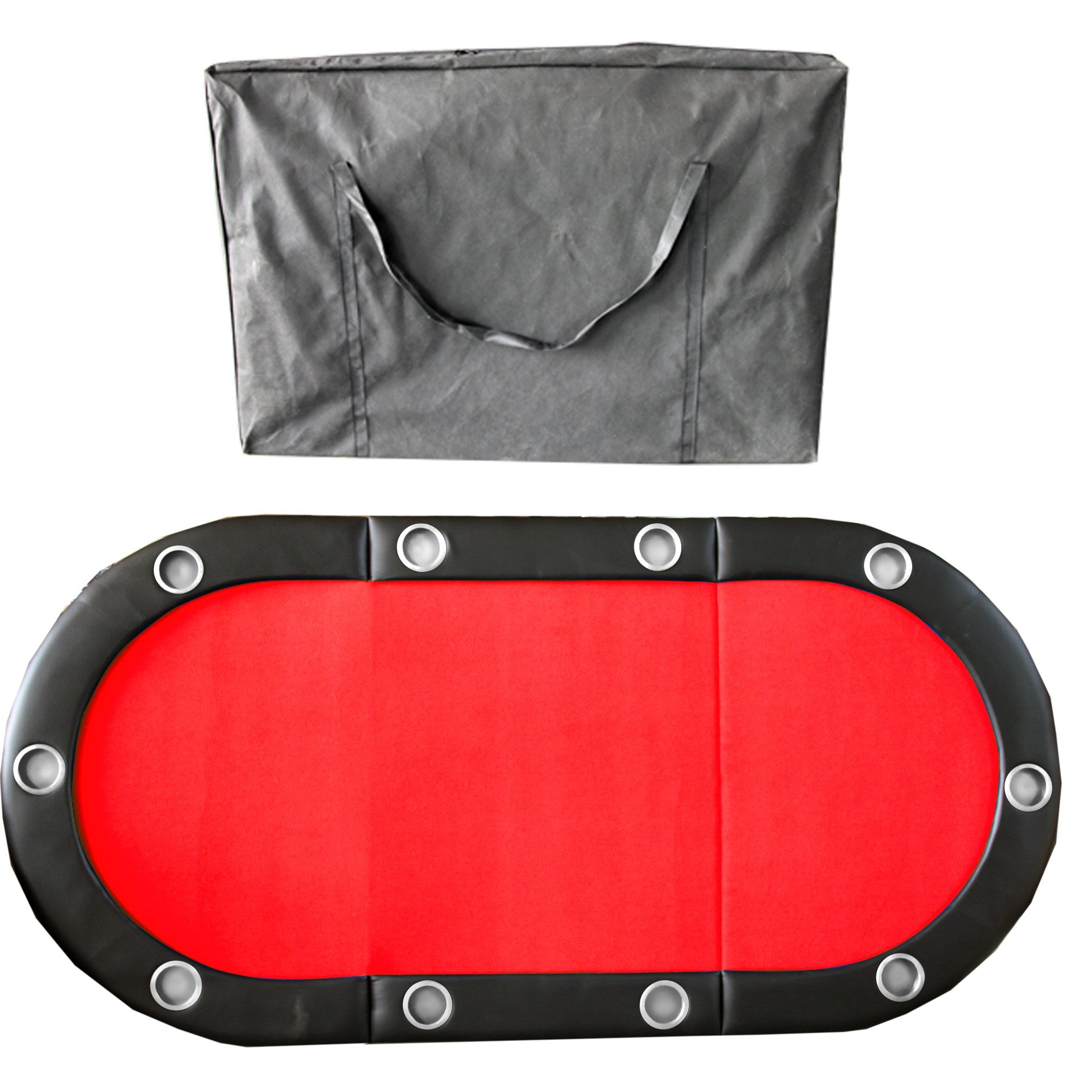 Folding Poker Table Top For 10 Players Tri Fold Texas Holdem Blackjack Casino Game Tabletop Red Red Primary Living Space Modern Mdf